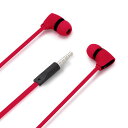 イヤホン ステレオイヤホン 有線イヤホン 3.5mm 有線 カナルタイプ フラットコード ハンズフリー マイク付き 通話 ストレートプラグ レッド