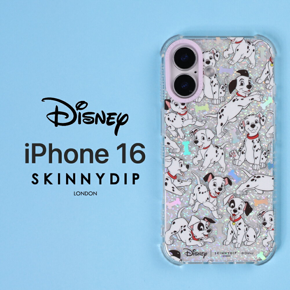 iPhone 16 ケース 101匹わんちゃん クリア iPhone16 アイフォン16 ディズニー キャラクター DIsney かわいい おしゃれ 人気 キラキラ ラメ グリッター 衝撃吸収 ダルメシアン スキニーディップ SKINNYDIP 正規品 カバー ソフトケース スマホカバー スマホケース