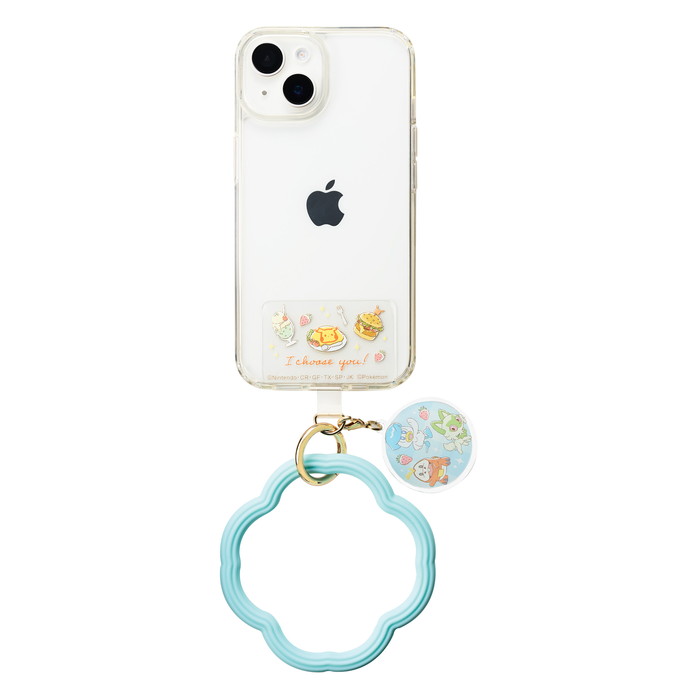 ケース・フィルムのWhiteBangの【全品ポイント最大10％UP】ポケモン ハンドストラップ シリコンリング ホゲータ ニャオハ クワッス キャラクター グッズ 手首用 かわいい キーホルダー チャーム 挟み込みタイプ ブルー｜アングル3