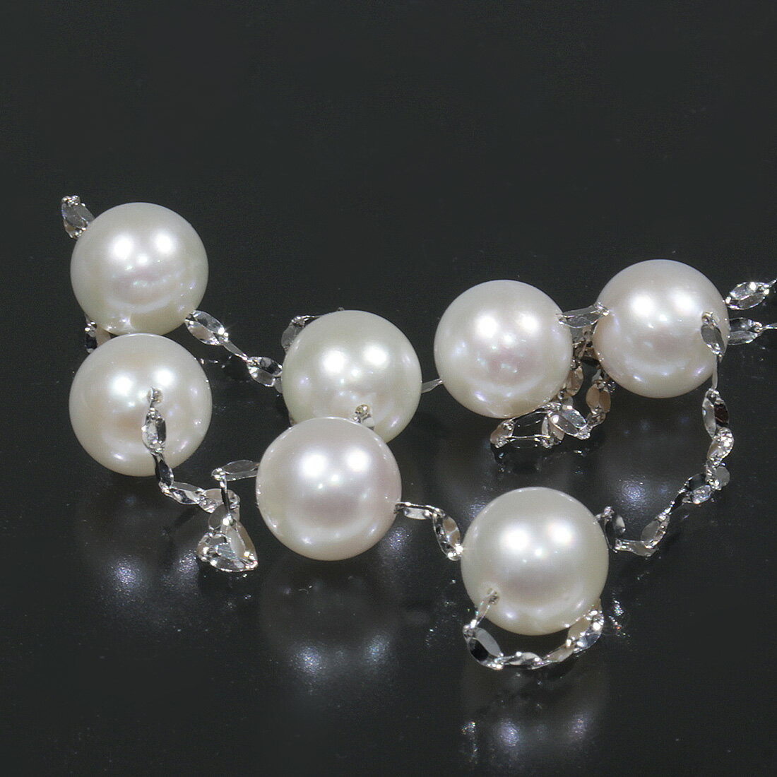 アコヤパール8mm玉 ホワイトゴールドネックレス K18WG アジャスター付 E1088┃ゴールドネックレス レディースネックレス ホワイトゴールド【中古】