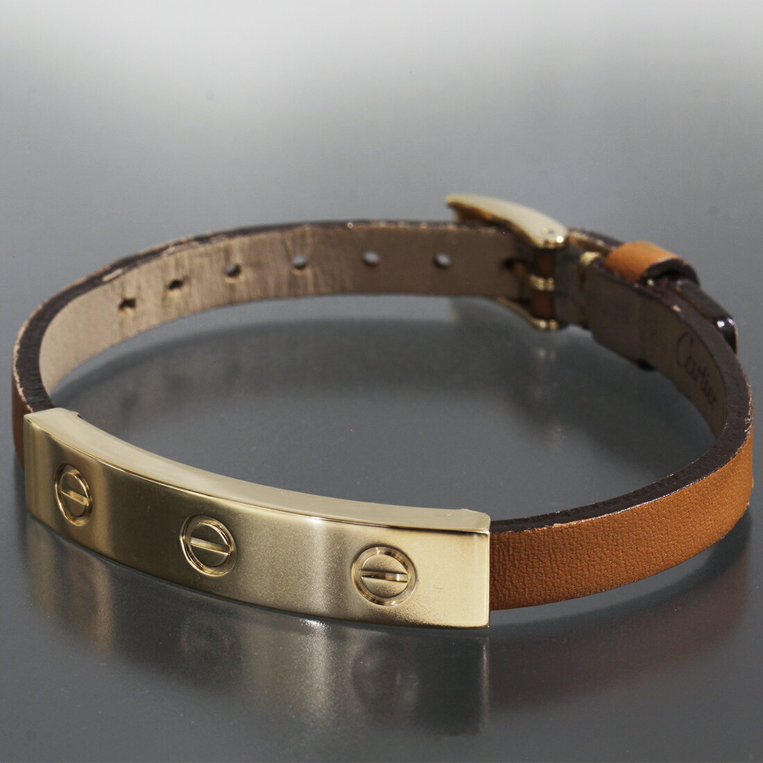 カルティエ Cartier ラブ レザーブレスレット K18YG 箱 ラブブレス E1865｜ブレスレッド 男女兼用ブレスレット イエローゴールド ファッション 本革 男女兼用ゴールド ブランド【中古】