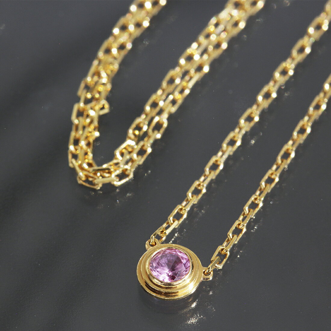 カルティエ Cartier ダムール ピンクサファイヤ ネックレス K18PG ピンクゴールド 2.6g E1775 レディースゴールド ファッション チェーン ペンダント トップ チャーム ブランド【中古】
