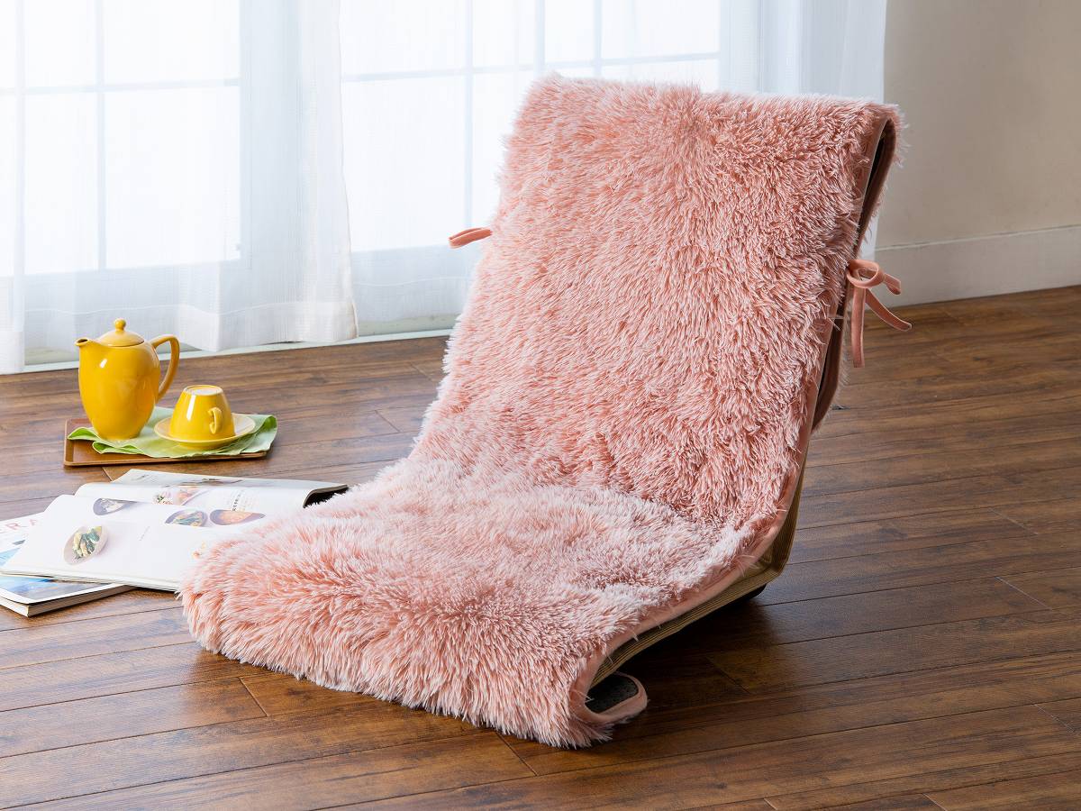【座椅子カバー】【50x160cm】長毛のフェイクファーが気持ちよい座椅子カバー【ピンク】