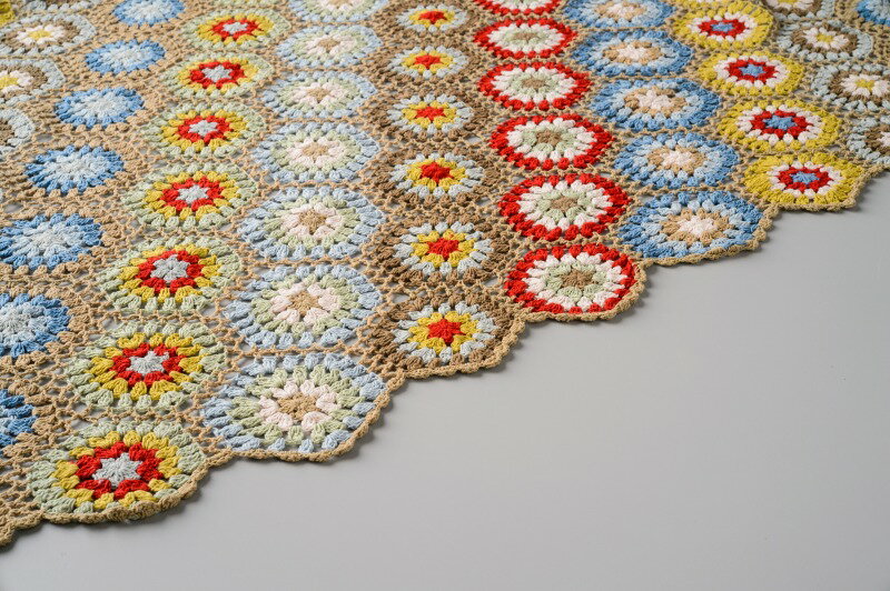 【3月NEW】クロッシェレースマルチカバー  中掛け 手編み 150×160 [3]