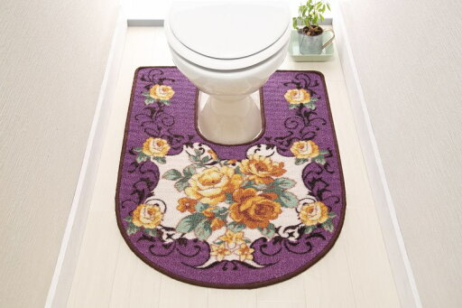 トイレマット/エレガントローズ【ロングタイプ】【PU/パープル】【65X90】【up2022-04-21】 トイレマット/エレガントローズ【ロングタイプ】【PU/パープル】【65X90】【up2022-04-21】