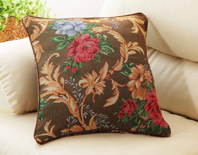 【45X45】ゴブラン調クッションカバー　ブラウン1枚