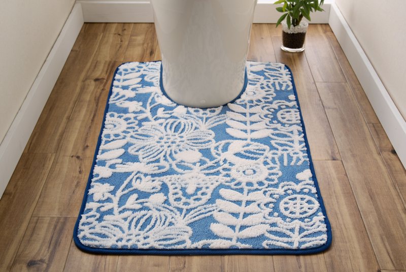 Rakuten - 【トイレマット】【ブルー】【60x80cm】フラワーニュアージュ