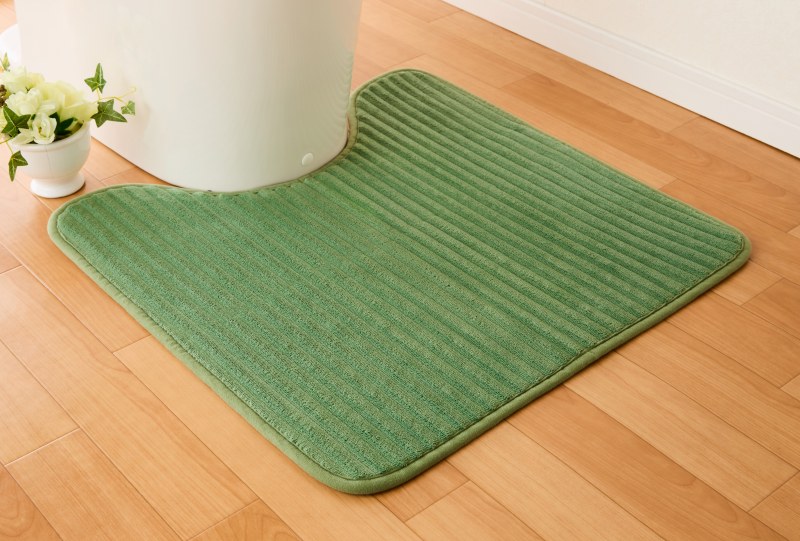 ★トイレマット 　コーデュロイ調トイレマット　グリーン　【横幅60X80】