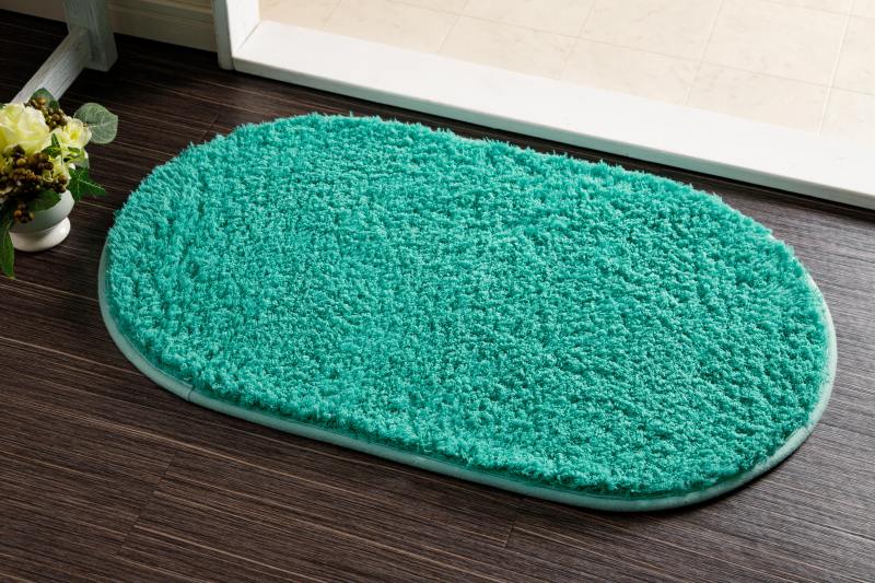 【吸水バスマット】玄関　キッチン　オーバル　　　グリーン・マスタード　35x60