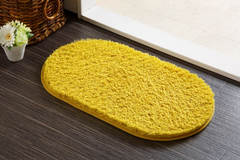 【吸水バスマット】玄関　キッチン　オーバル　　　グリーン・マスタード　35x60