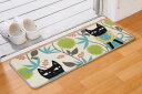 【どこでもマット 黒猫】【30x80cm】ちょっぴり愛くるしい猫。