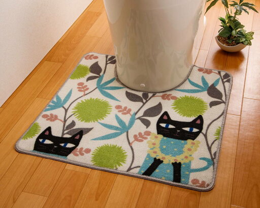 【トイレマット 黒猫】【S】【60x60cm】ちょっぴり愛くるしい猫。 【トイレマット 黒猫】【S】【60x60cm】ちょっぴり愛くるしい猫。