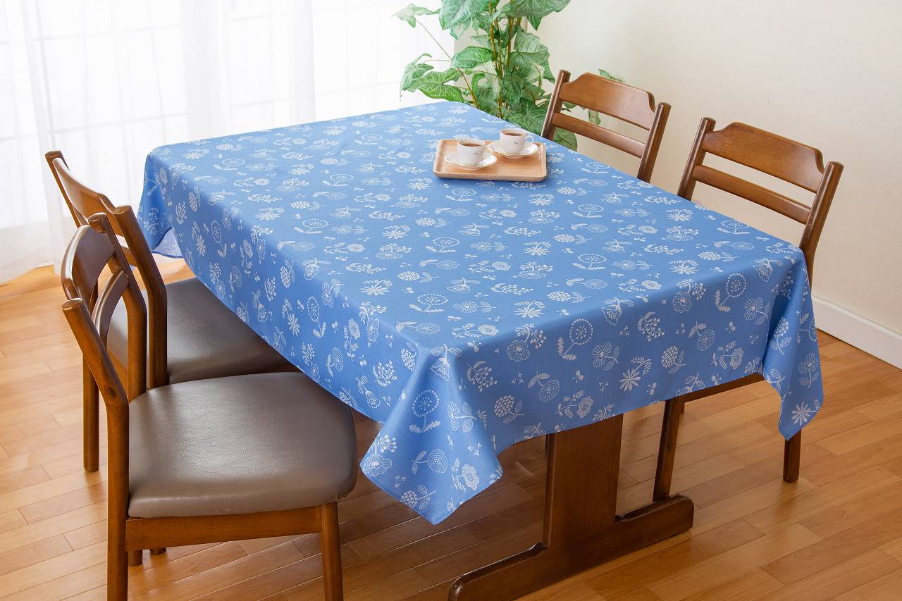 樂天商城 - 【はっ水テーブルクロス】【145x180cm】【4人掛用】【ブルー】はっ水加工が嬉しいテーブルクロス カンパーニュ