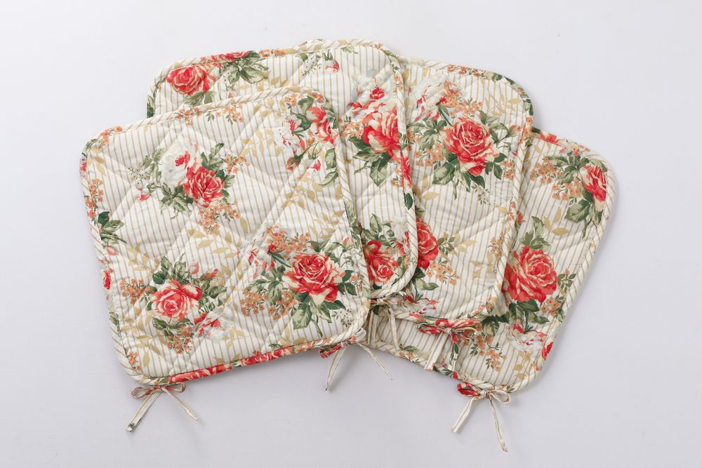 【シートクッション】【40x40cm】シートクッション固定リボン付き2枚組 「イザベル」