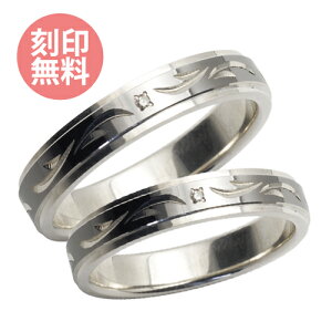 手彫り誕生石4mmペアリング/BLACK&BLACKWSR227RT&WSR227RT【送料無料】【代引き手数料無料】