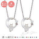 ペアネックレス シルバー925 サージカルステンレス316L 誕生石 アミュレット お守り 猫 星 シルバー&シルバー WSPD855SV&WSPD855SV ...