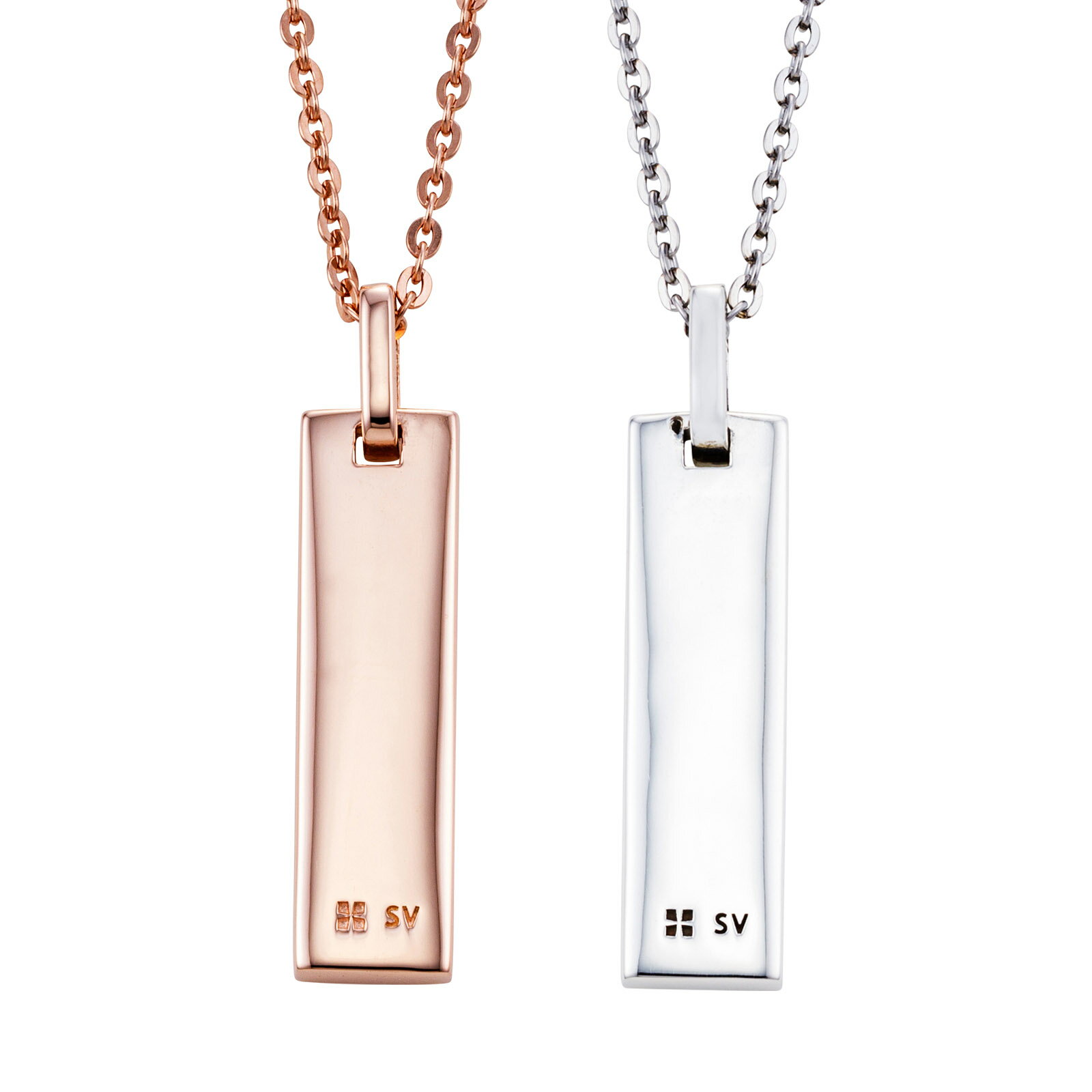 ペアネックレス シルバー925 サージカルステンレス316L 誕生石 刻印無料 アミュレット お守り いぶし 猫 三日月 星 ピンク＆シルバー WSPD858PG&WSPD858SV white clover カップル クリスマス 記念日 誕生日 ホワイトデー プレゼント 2本セット