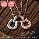 ペアネックレス シルバー925 サージカルステンレス316L 誕生石 アミュレット お守り 馬蹄 ホースシュー メッセージ ピンク&シルバー WSPD859PG...