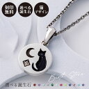 ネックレス シルバー925 サージカルステンレス316L 誕生石 刻印無料 アミュレット お守り いぶし 猫 三日月 シルバー WSPD857SV white ...