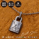 ネックレス シルバー925 サージカルステンレス316L 誕生石 アミュレット お守り 刻印無料 猫 三日月 錠 南京錠 パドロック ブラック WSPD870B...