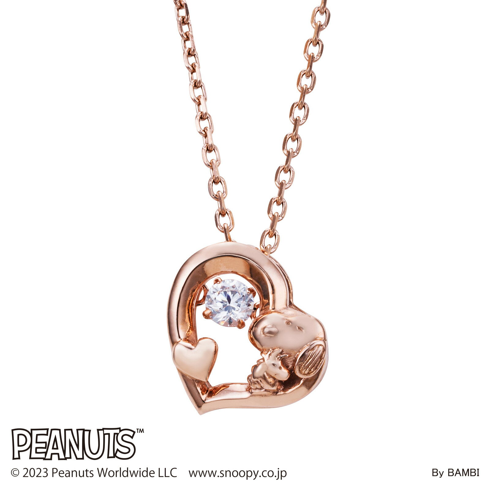 スヌーピー レディースネックレス PEANUTS シルバー925 サージカルステンレス316L キュービックジルコ..