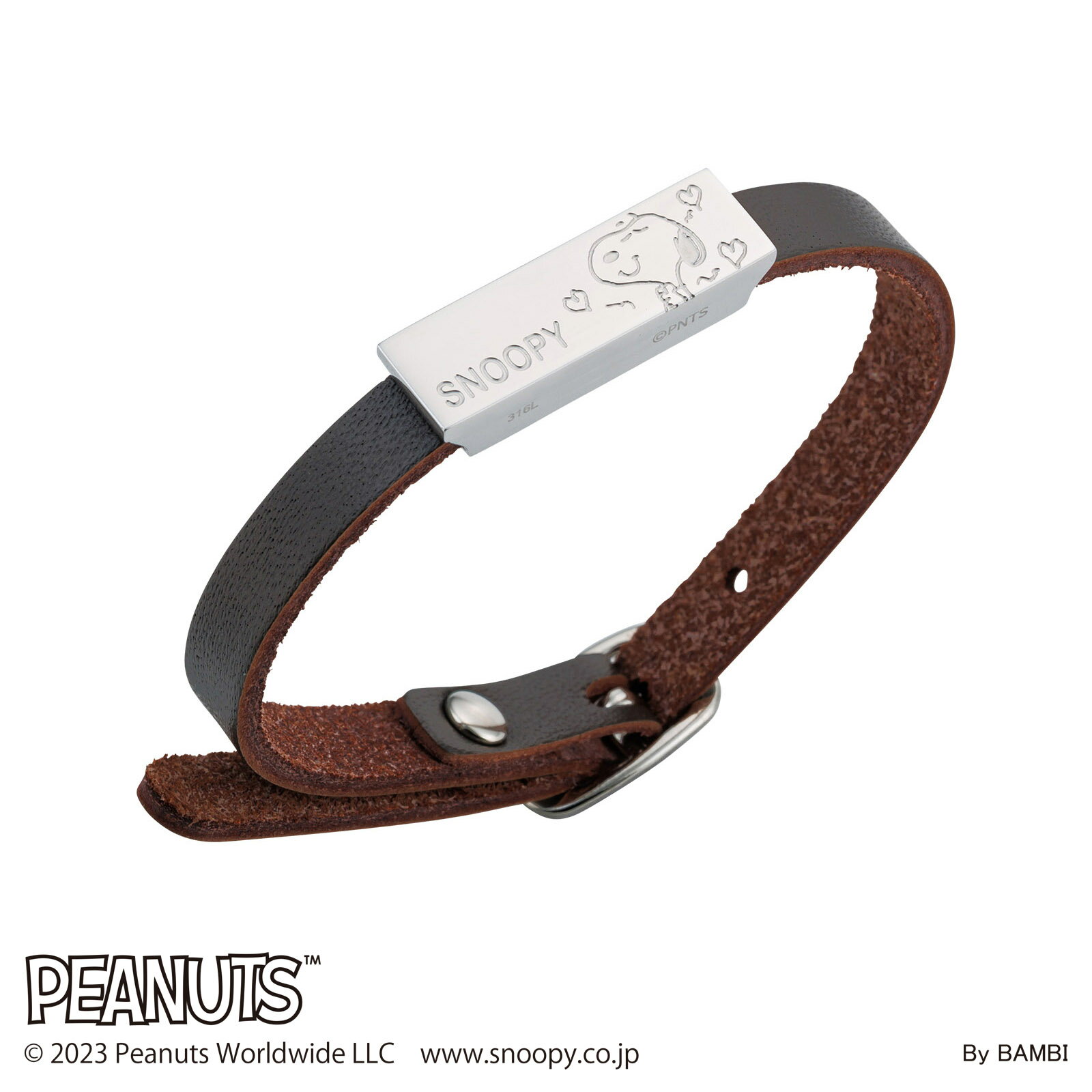 スヌーピー ブレスレット レディース 刻印無料 レザー ベルト PEANUTS SNOOPY ステンレス アレルギー対応 アクセサリー ジュエリー グッズ 名入れ PNST005SVDB white clover ホワイトクローバー 彼女 女性 カップル クリスマス 記念日 誕生日 プレゼント