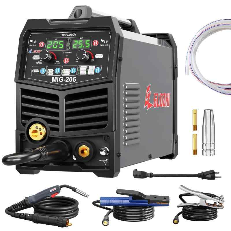 樂天商城 - GZ GUOZHI 溶接機 半自動 100v 200V 兼用 205A アルミ溶接機 TIG溶接機 MMA/アーク溶接 ガス&ノンガス スプールガン溶接機 ワイヤー溶接 1台7役 多機能MIG溶接機 インバーター直流 半自動溶接機 定