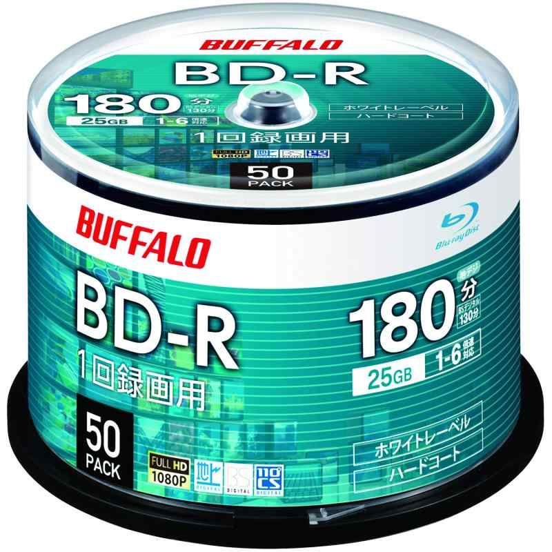 Buffalo BD-R для однократной записи 25 ГБ Blu-ray диск 50 шт. односторонний 1 слой RO-BR25V-050PW/N