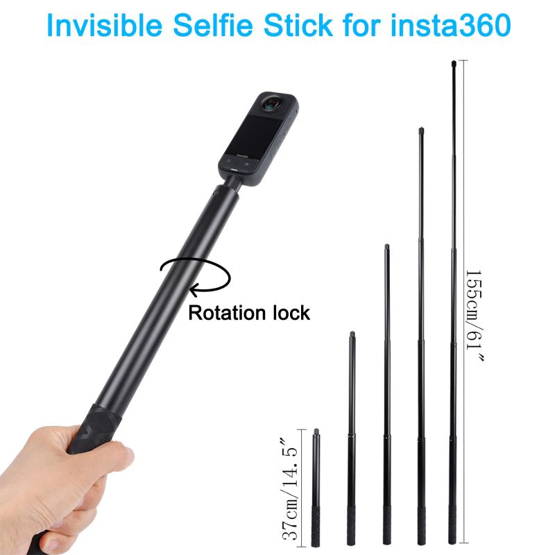 PellKing (ペルキング) オートバイ バイク ハンドルバー クランプマウント 61インチ インビジブルセルフィースティック Insta360 X5 X4 X3 X2 X ONE RS R GO 3カメラ用