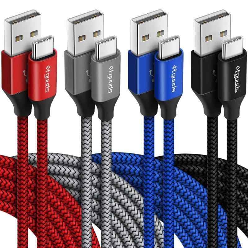 etguuds USB Type C ケーブル 4本セット 2m QC3.0対応 急速充電 高速データ転送 高耐久ナイロン Galaxy S10 S9 S8 A22 A32 Note 10 9 Xperia Switch Huawei P30 P20 L