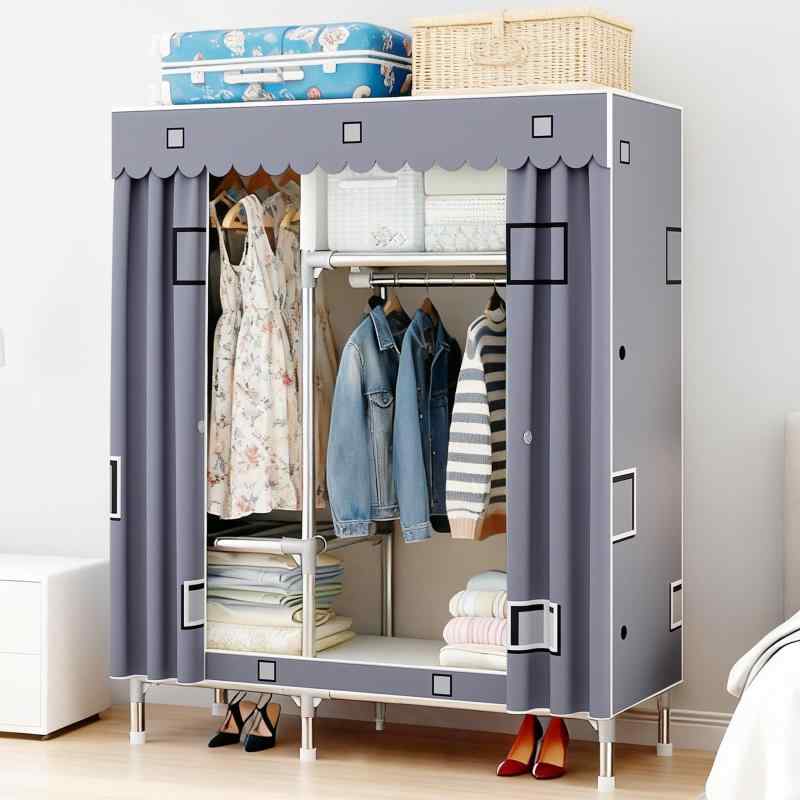 NODIBRO ワードローブ カバー付き ハンガーラック 大容量 強力な耐荷重 クローゼット 不織布 防水 防塵 防汚 衣類収納ラック 簡単組立式 耐用おしゃれ シンプル収納棚 省スペース 多層収納整