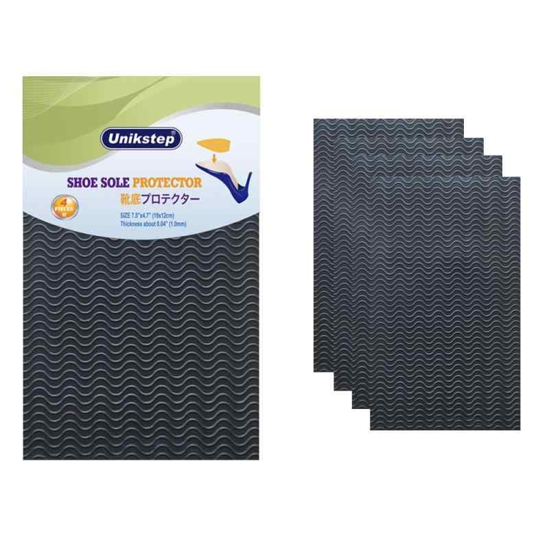 UNIKSTEP 4ピース靴底プロテクター、波形設計靴底とヒール滑り止めグリップパッド、粘着性の滑り止めノイズリダクションステッカー (ブラック)