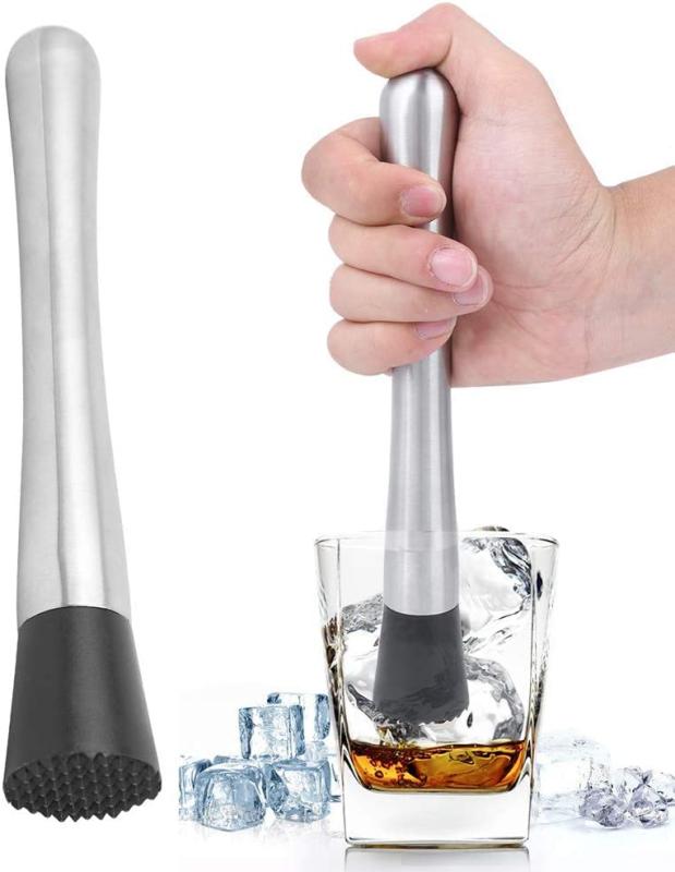と溝用の器物バー用品ステンレス鋼ツール砕氷カクテル乳棒キッチン供給ポータブルマドラー フルーツマドラー＆カイピリーニャ乳棒, フルーツマドラー＆カイピリーニャ乳棒 アイスキャ