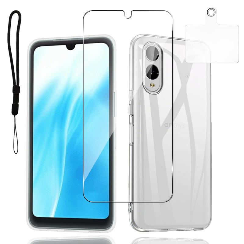 【kawaylJP】Arrows We2 フィルム+Arrows We2 FCG02 F-52E ケース アローズwe2 ケース 強化ガラス 硬度9H 高透過率 飛散防 自动吸着 携帯便利 滑り止め 散熱加工 黄変しにくい (1+1枚セット)