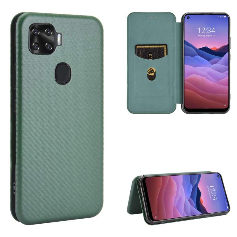 樂天商城 - Pelanty for ZTE A1 ZTG01 ケース 手帳型 炭素繊維調 携帯カバー 背面 軽量 薄型 財布型 カード収納 for ZTE A1 ZTG01 スマホケース マグネット ストラップ付き 耐衝撃 全面保護-グリーン