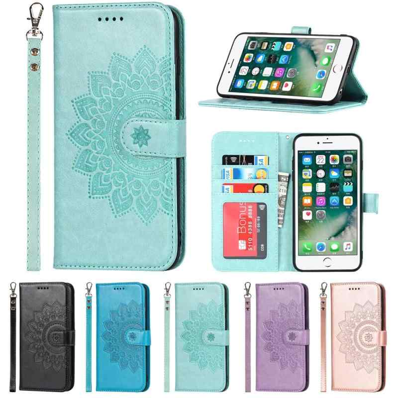 Eastwave アイフォンSE 2022 第3世代 ケース 手帳型 for iPhone SE 2020 / 8 / 7 手帳型 財布型 カバー手帳 ストラップ付き フラワープリント PUレザー カード収納 横置きスタンド 機能 内蔵マグネット—の商品画像