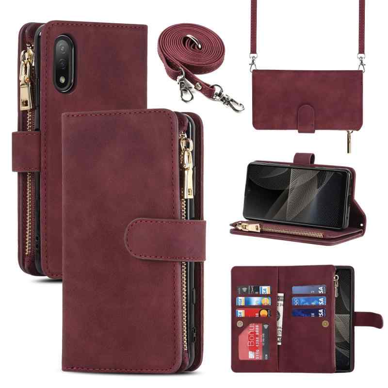 Rakuten - Eastwave for Sony Xperia Ace II SO-41B ケース for Xperia L5 / Ace 2 SO41B 縄掛けケース 手帳型 財布型 ICカード コインポケット ストラップ付き カード 収納 小銭入れ ファスナーポケ