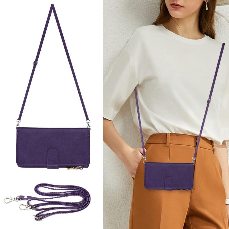 Eastwave アイフォン SE 2022 第3世代 ケース for iPhoneSE 2020 第2世代 手帳型 for iPhone 8 7 縄掛け 財布型 ICカード カード 収納 小銭入れ ファスナーポケット付き PUレザー 6色 パープルの商品画像