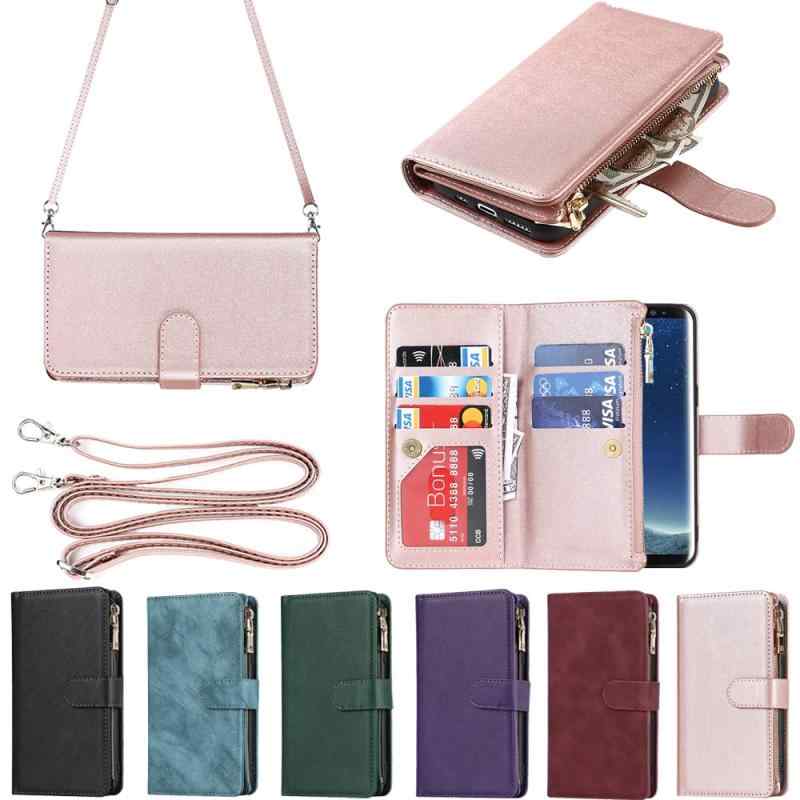 Rakuten - Eastwave サムスン ギャラクシー S9 ケース for Samsung Galaxy S9 縄掛けケース 手帳型 財布型 ICカード コインポケット ストラップ付き カード 収納 小銭入れ ファスナーポケット付き PUレザー 6色 ピ