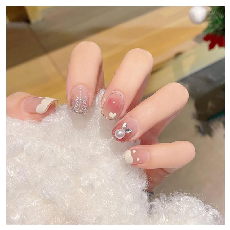 SEMTIM ネイルチップ 24枚入 ミディアム ショート ラウンド つけ爪 短め 長い ネイルチップ ミディアムロング 人気 和風 かわいい シンプル おしゃれ成人式 入学式 卒業式 結婚式 付け爪 チッ