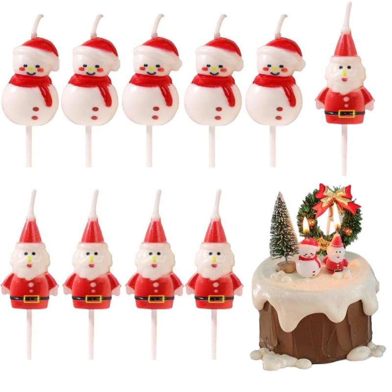 SITEDAN ケーキキャンドル クリスマス ケーキトッパー 10本セット サンタクロース キャンドル 雪だるま ケーキ飾り ケーキデコレーション クリスマスケーキ