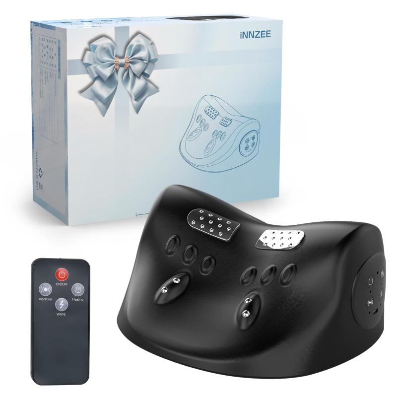 Rakuten - iNNZEE 多機能 ピロー 首 肩 リラックス【温熱・振動・EMS 】3 in 1 超機能 ✕3段階強度調節 首を伸ばす 枕 1日15分 ネックケア 首 リラクゼーション器 リモコン付き PC作業 デスクワーク スマホ首