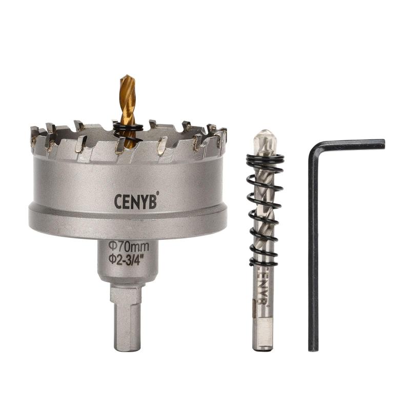 樂天商城 - CENYB 2-3/4インチ (70mm) タングステンカーバイド チップ ホールソー チタンメッキ パイロットドリルビット 硬質金属、ステンレス鋼、鉄、アルミニウム合金、木材、プラスチック用