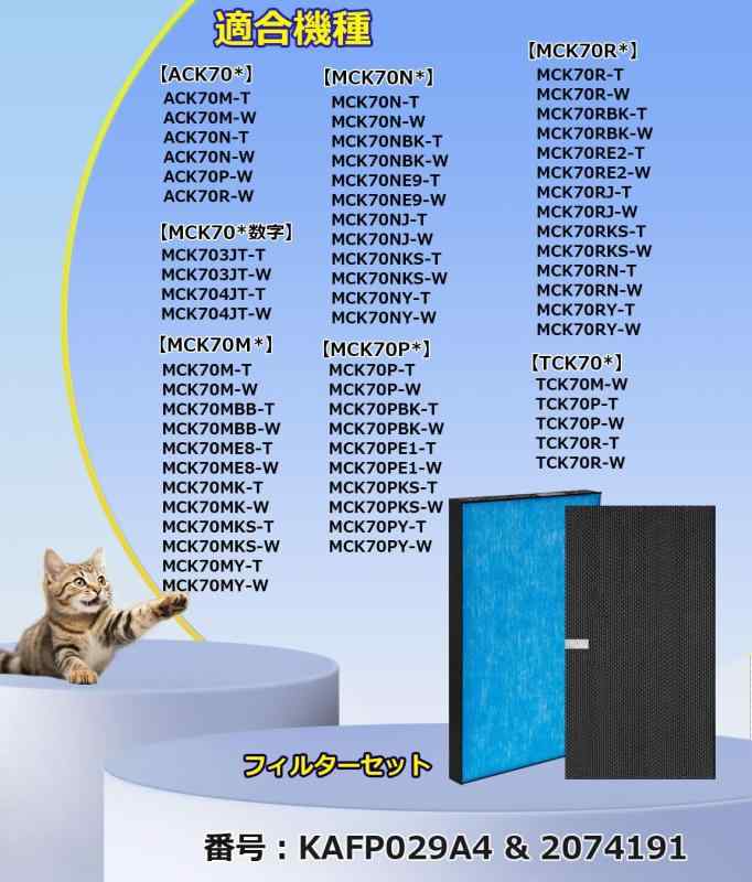 PWsnice 空気清浄機 フィルター KAFP029A4 集塵フィルター 2074191 脱臭フィルター...