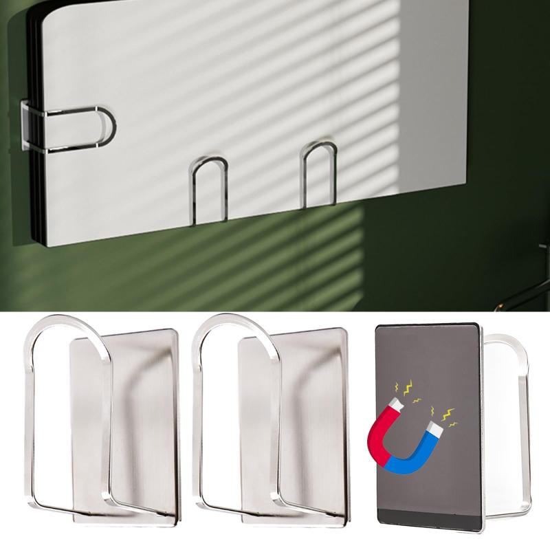 RAZOJESS マグネット風呂ふたホルダー 18-8ステンレス製 風呂蓋ホルダー 風通しのよい設計 錆びにくい カビない 風呂ふたフック 強力磁石 縦置き・横置き自由 風呂蓋の定位置収納 浮かせて収