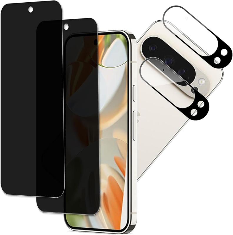 KPNS 対応Google Pixel 9 Pro 用の 覗き見防止 ガラスフィルム【2+2枚入り】に適合する Pixel 9 Pro 用の覗き見防止 ガラスフ...