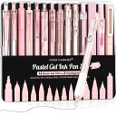 Four Candies ジェルボールペンセット 可愛いノート型ゲルペン 0.5mm12本ボールペン&2本蛍光ペン かきやすい 速乾性インク 学校 ノート 筆記 メモ 学生文房具に最適-ピンク
