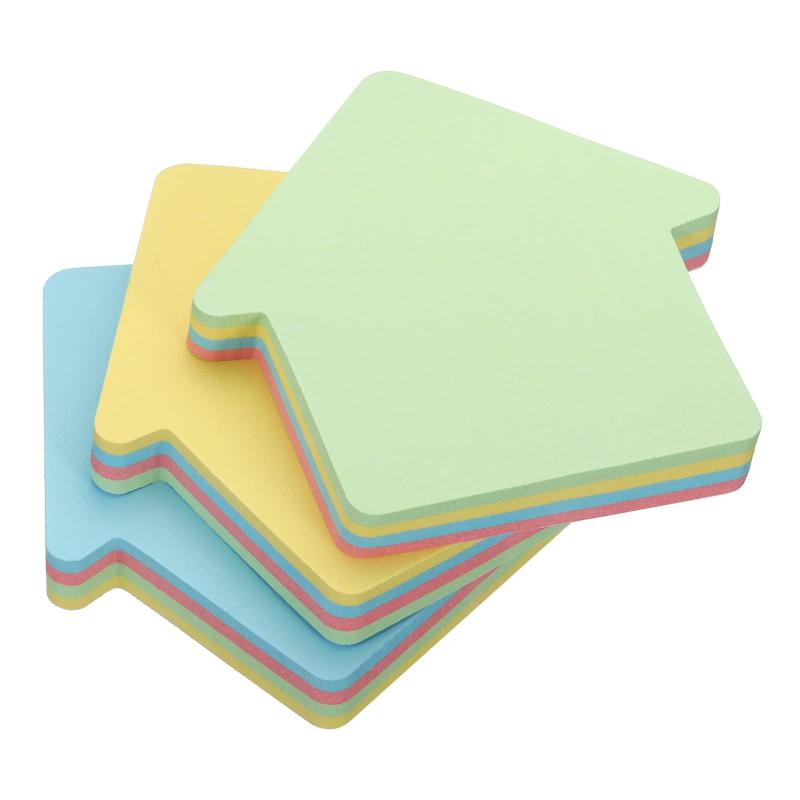 樂天商城 - PATIKIL 70 x 70mm ハウスシェイプ付箋 3パッド かわいい セルフスティック メモパッド 明るい カラフル 100枚/パッド ホームオフィス用 4色