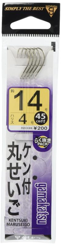 Rakuten - がまかつ(Gamakatsu) 糸付 ケン付丸セイゴ 白 14号-ハリス4