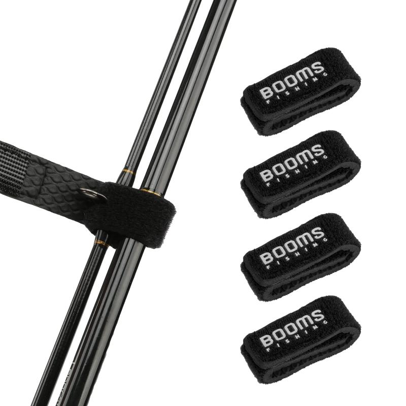 Booms Fishing RS3 ロッドベルト ロッドバンド 釣り 保護ベルト 引き裂き抵抗性 伸縮性 ブラック 15cm 4本入り
